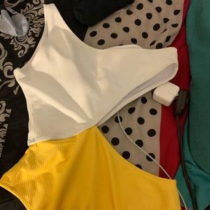 Yellow Two tone Cut out one piece